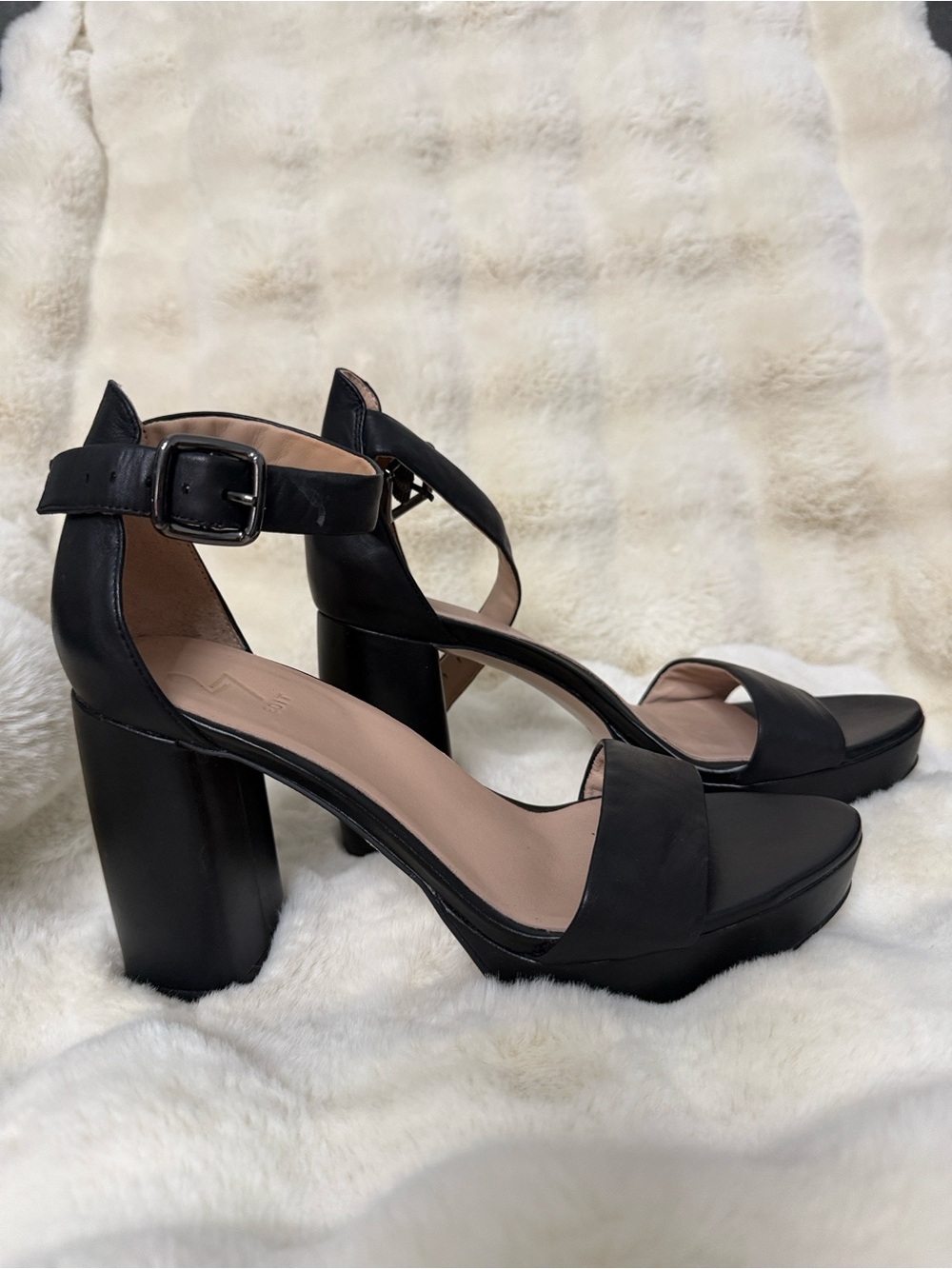 27 EDIT Black Block Heel Ankle Strap Sandals